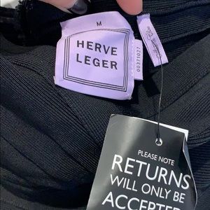 Herve Leger Black strapless flared Bandage Dress